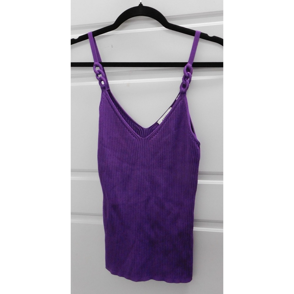 Sandro Purple Ribbed Knit Stretchy‎ Sleeveless Tank sz 2